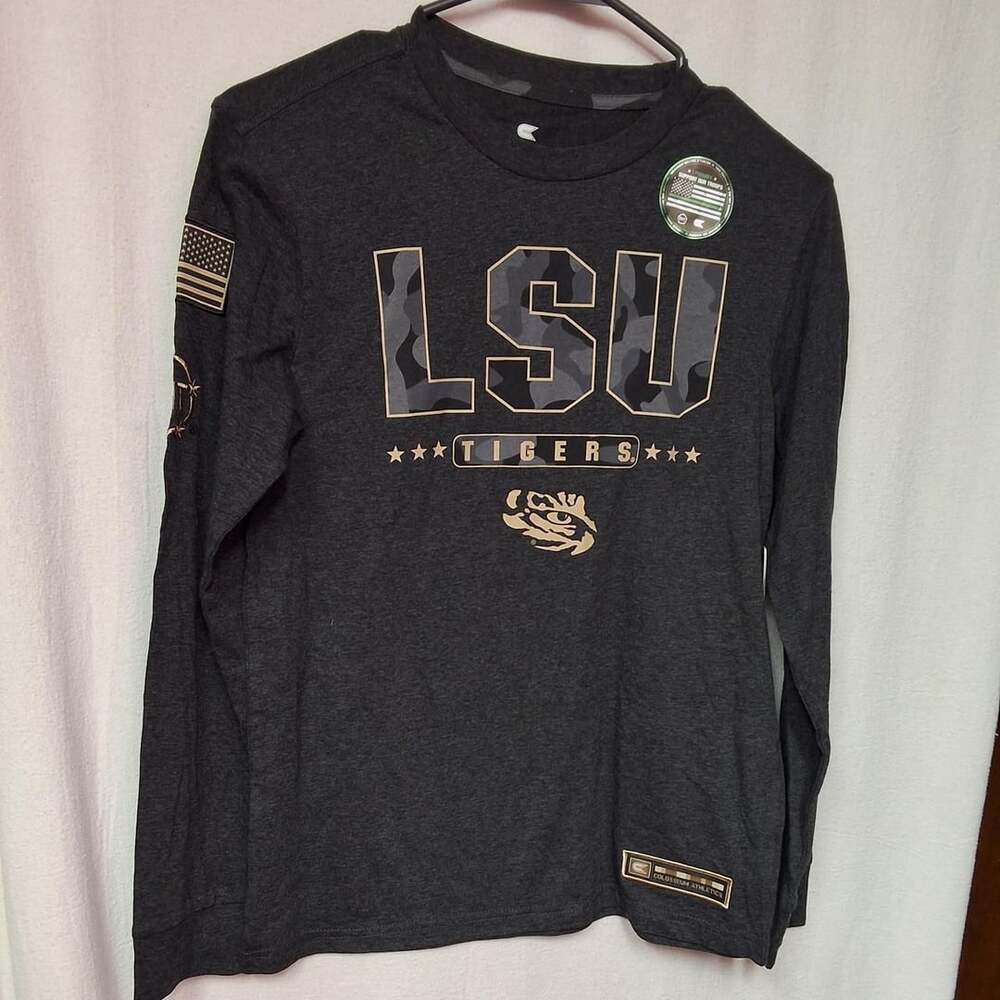 Colosseum LSU Tigers Long Sleeve Shirt Youth M 12-14 Camo OHT